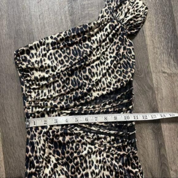 Foreign Exchange One Shoulder Leopard Print Dress Stretch Animal Print Size S - Picture 8 of 9